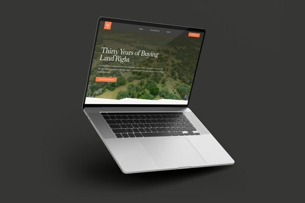 Columbia Realty website shown in a design mockup.