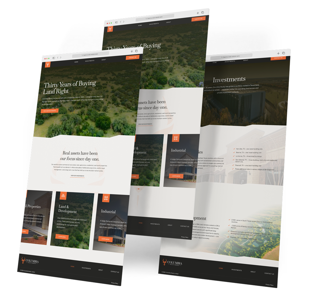 Columbia Realty website screenshots.