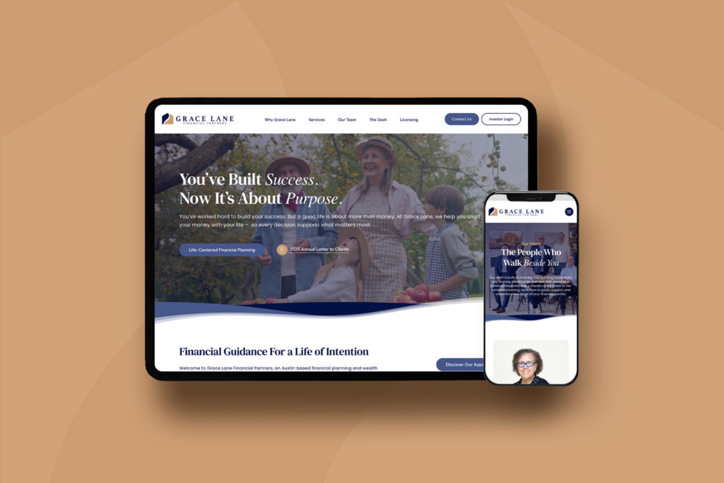 Grace Lane Financial Partners website shown in a design mockup.
