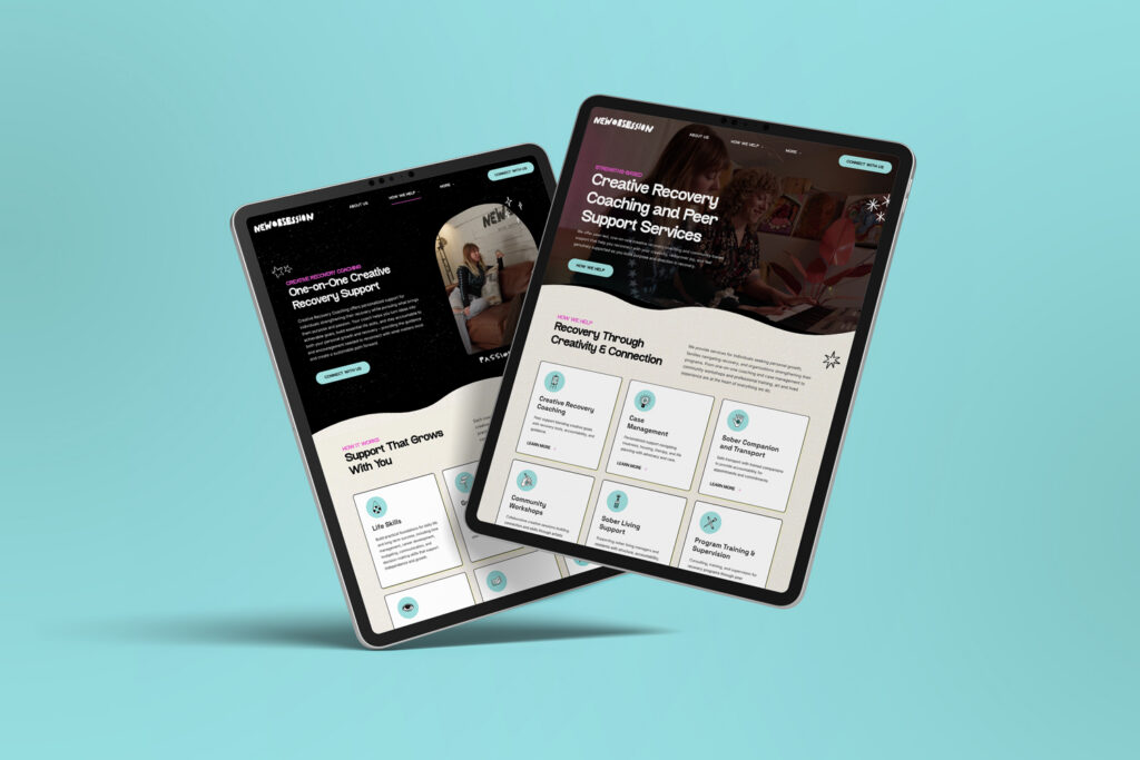 New Obsession website shown in a design mockup.