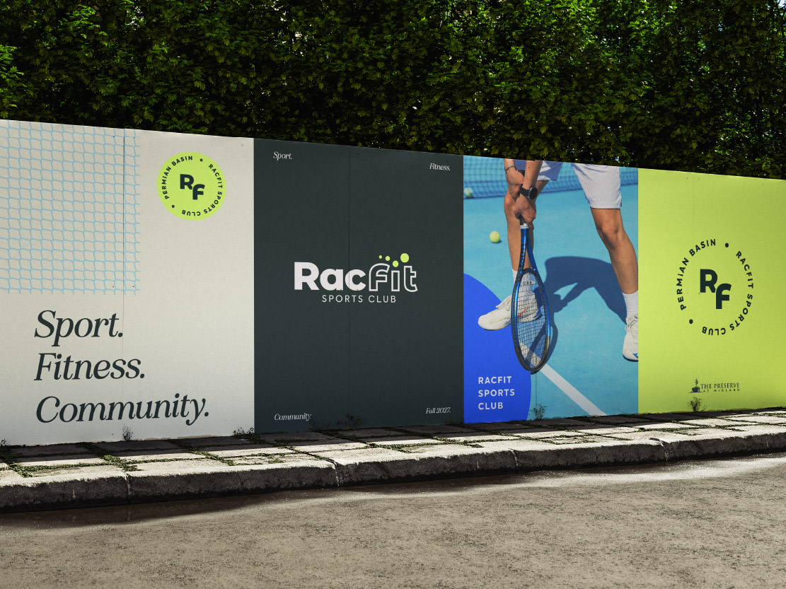 RacFit Sports Club city banner design.