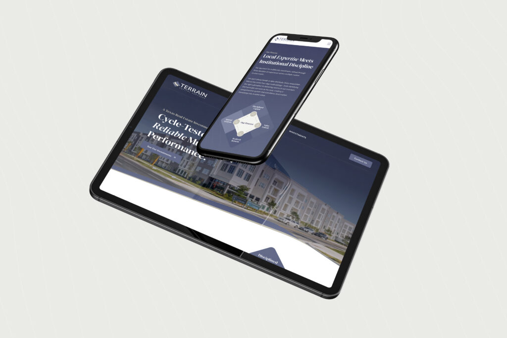 Terrain Capital Partners website shown in a design mockup.